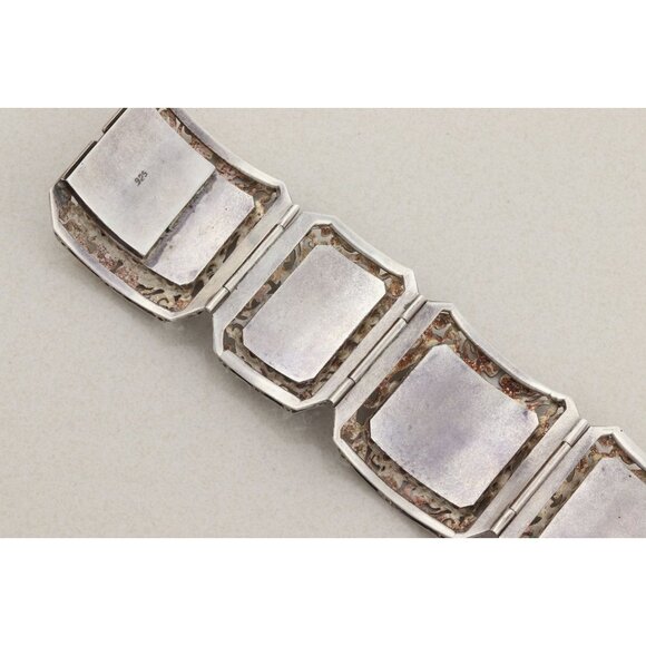 Sterling Silver Aztec Mayan Bracelet 6 3/4" inch - Picture 3 of 9